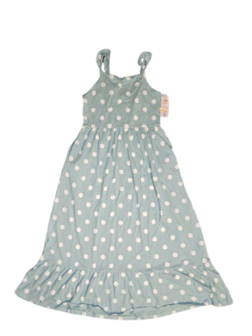 NWT Cat & Jack Girls' Polka Dots Maxi Dress, XL Blue